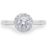 0.64ctw Round Brilliant Cut Diamond Halo Ring, Platinum