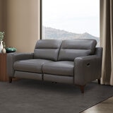 Colby Dark Grey Leather 2 Seater Sofa with Power Footrests