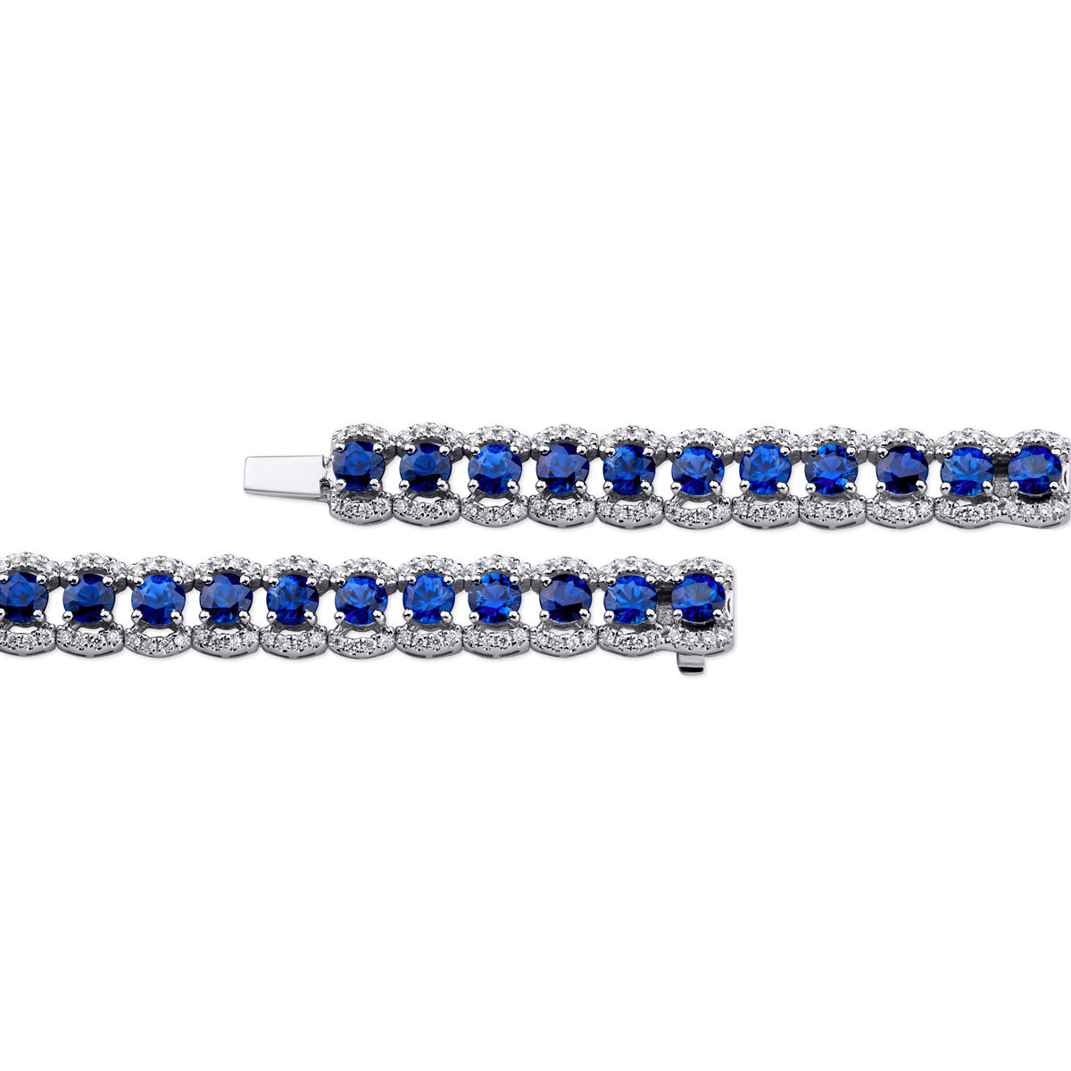Round Cut Blue Sapphire & 0.90ctw Diamond Bracelet
