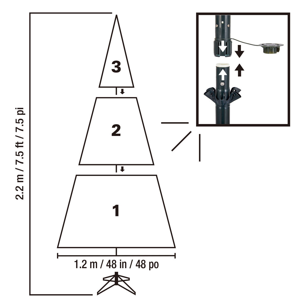 Buy 7.5ft Pre-lit Glitter Flocked Micro Dot Tree Dimension Image at costco.co.uk