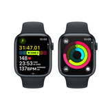 Apple Watch Series 9 GPS, 45mm Midnight Aluminium Case with Midnight Sport Band S/M, MR993QA/A