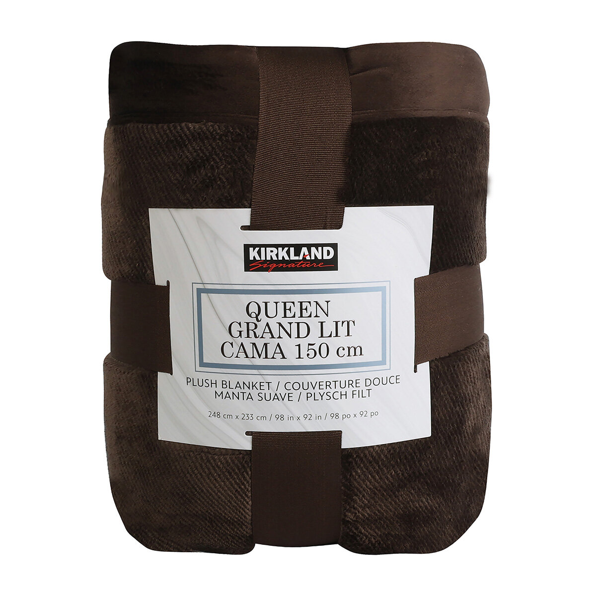 Kirkland Signature Plush Blanket in Brown, 248 x 233 cm