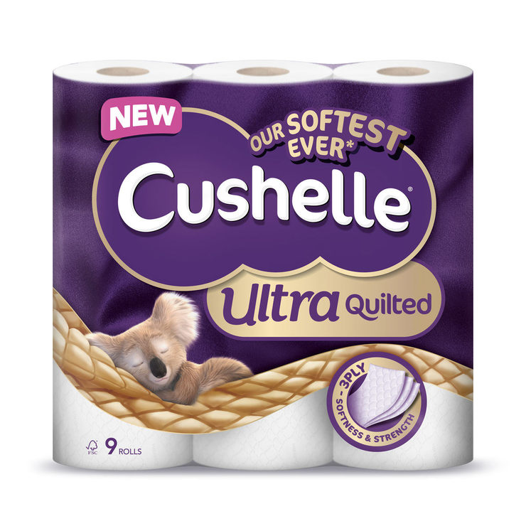 Cushelle Ultra Quilted 3Ply Toilet Tissue, 45 Rolls Pallet Deal (36