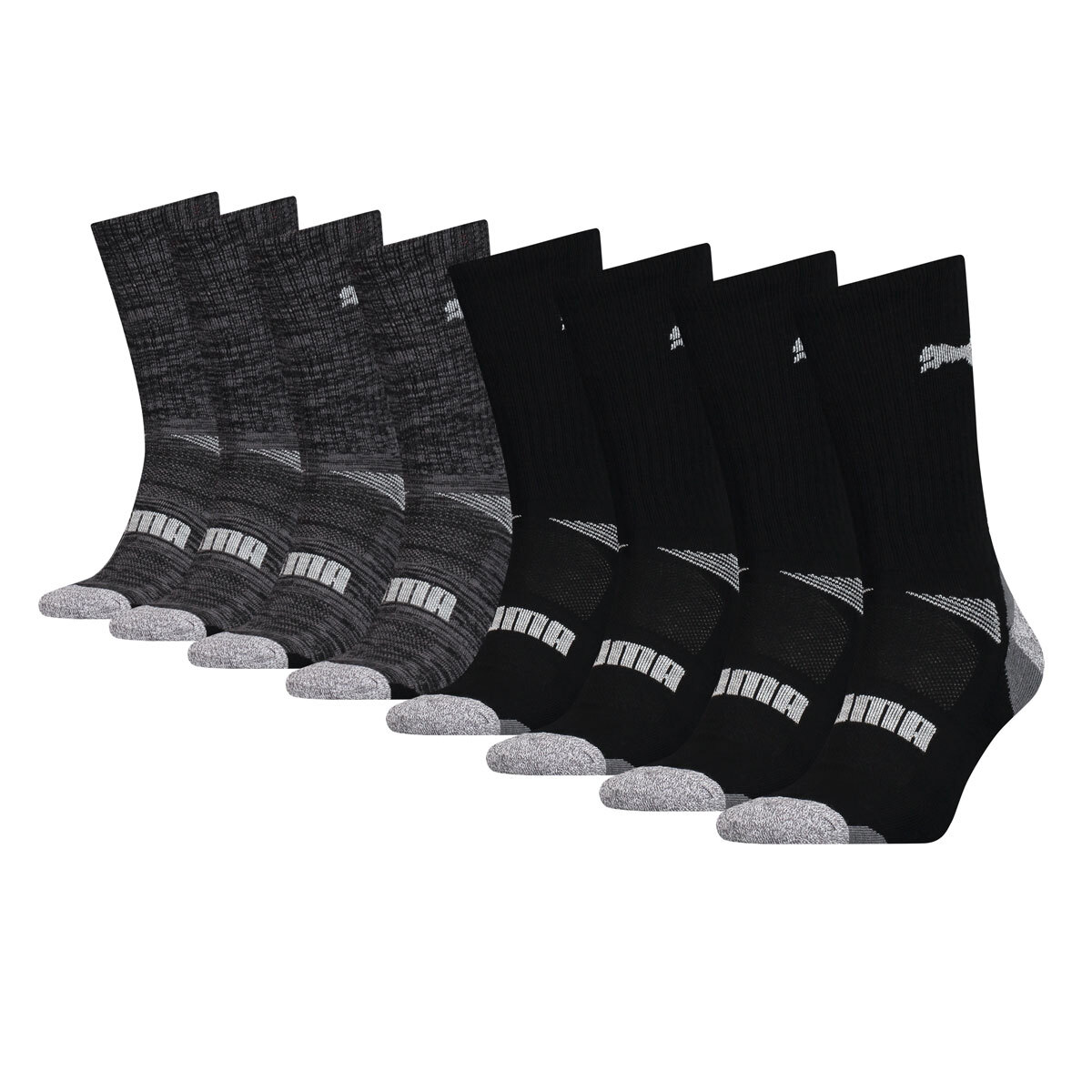 NWT PUMA 8 Pack Men's Cool Cell Crew Socks White/Black Shoe Size 6-12