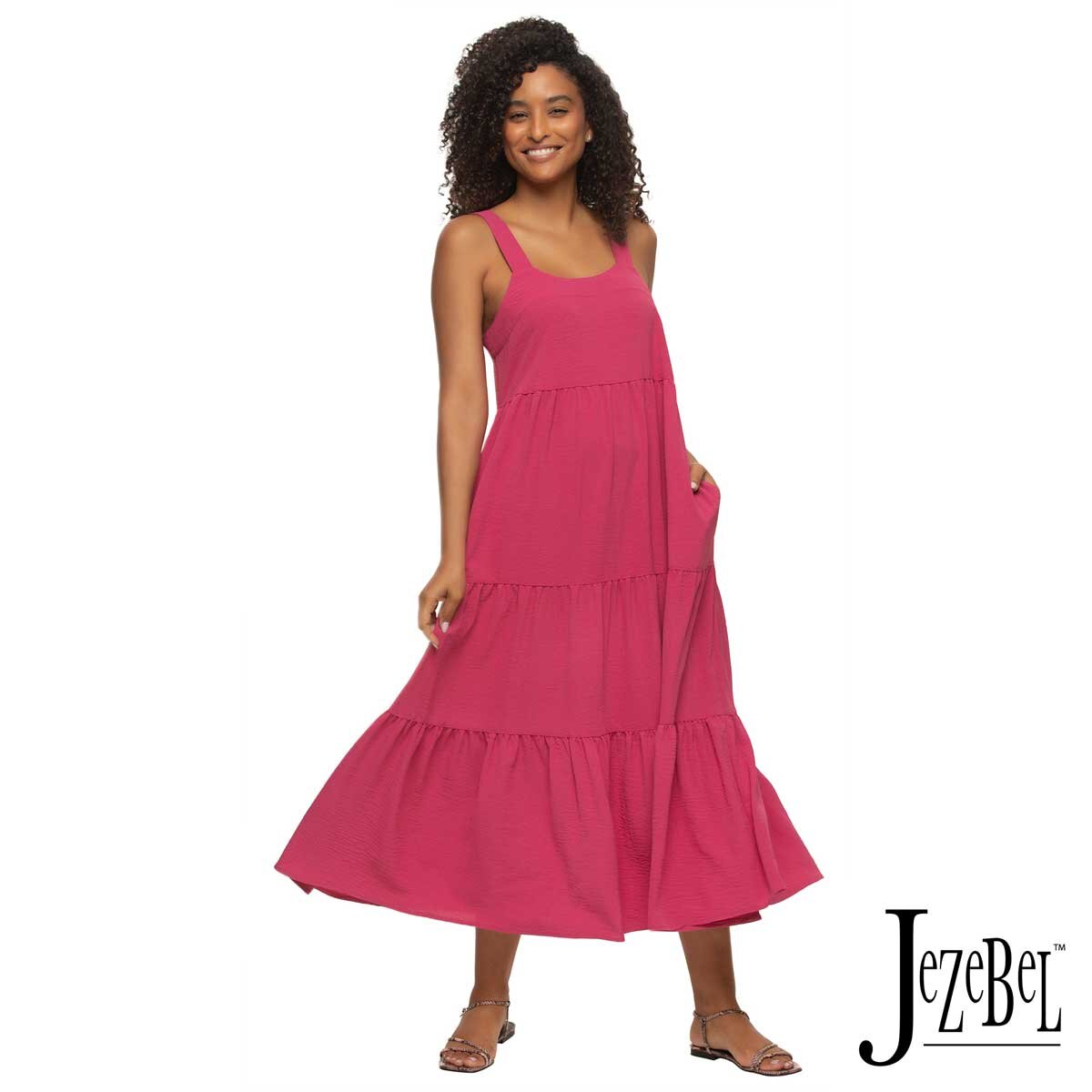 Jezebel Ladies Tiered Dress in Pink