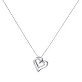 DiamonFire Sterling Silver Cubic Zirconia Overlaid Hearts Necklace