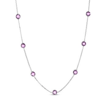 Round Cut Amethyst Necklace, 14ct White Gold