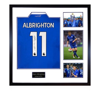 Marc Albrighton Signed LCFC 22/23 Home Framed Shirt, including 3 Photos