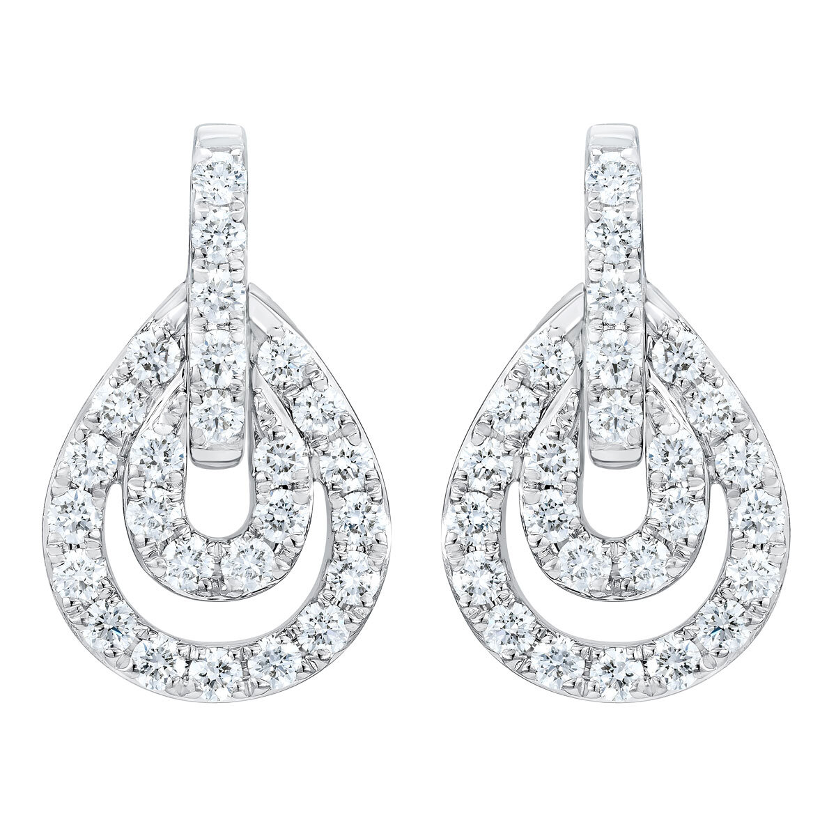 0.65ctw Round Brilliant Cut Diamond Drop Earrings, 14ct White Gold