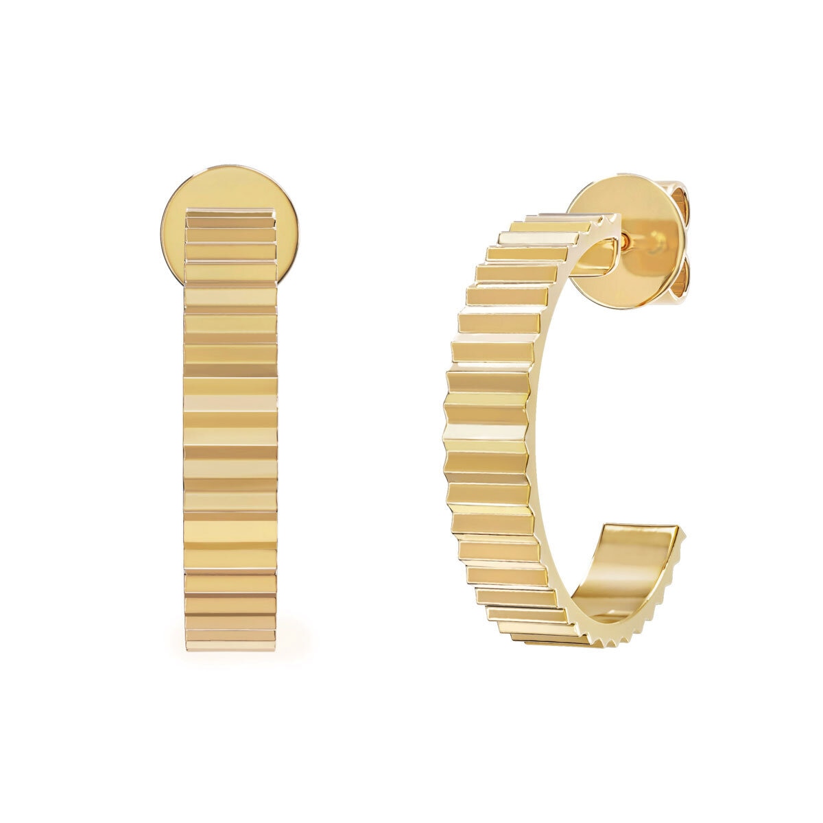 14ct Yellow Gold Hoop Stud Earrings