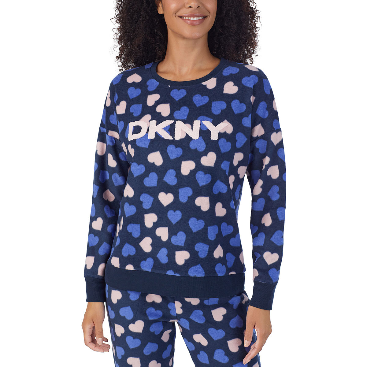 DKNY Sport Womens Fleece Embellished Comfy Sweatshirt Loungewear Plus BHFO  5162