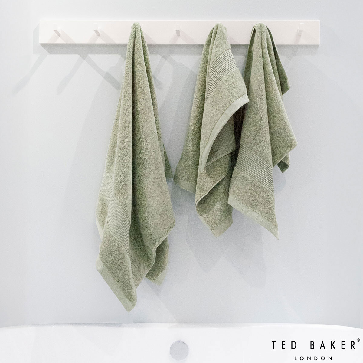 Ted Baker Hand Towels 2 Pack in Sage Green, 50 x 90 cm