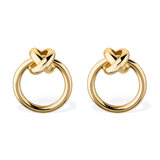 Circle Earrings with Cross Over Detail, 14ct Yellow Gold