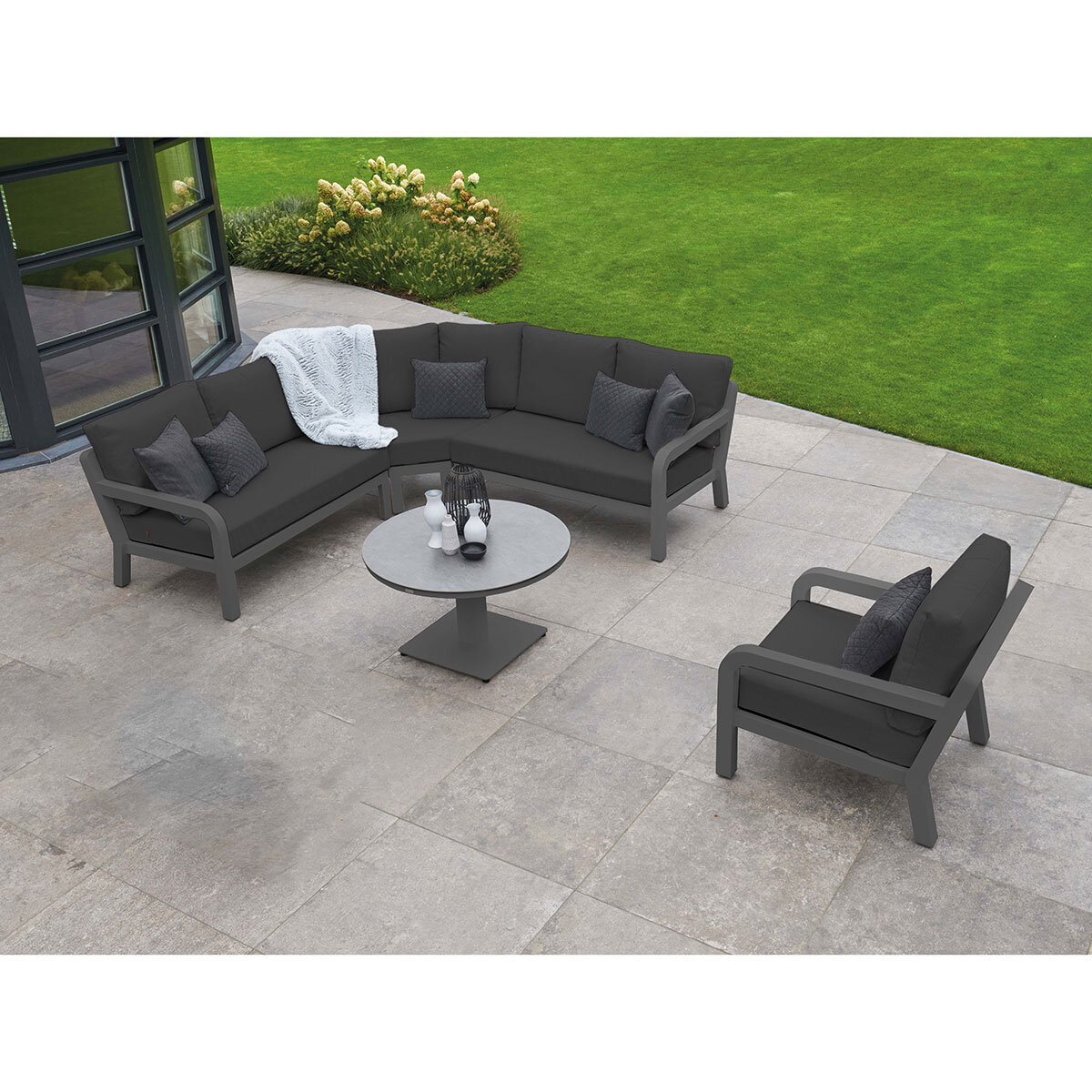 LIFE Outdoor Living Timber 5 Piece Corner Patio Set with Height Adjustable Table