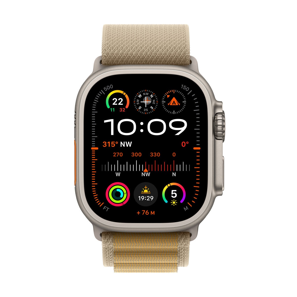 Apple Watch Ultra 2 GPS + Cellular, 49mm Titanium Case with Tan Alpine Loop - Small, MX4E3QA/A