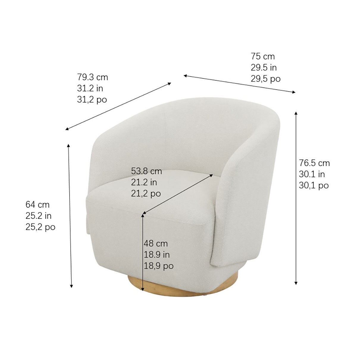 Henredon Murphy Cream Fabric Swivel Chair