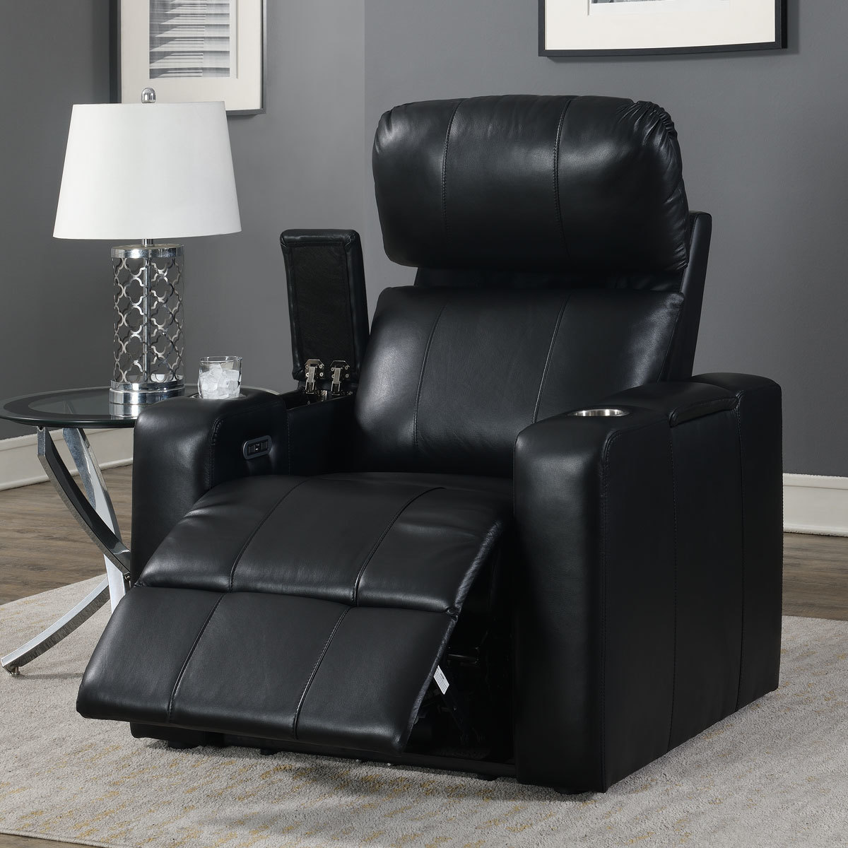 Pulaski Bradley Leather Home Theatre Power Recliner With Power Headrest   16270789410846 