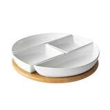 Bamboo Lazy Susan with Porcelain Dishes