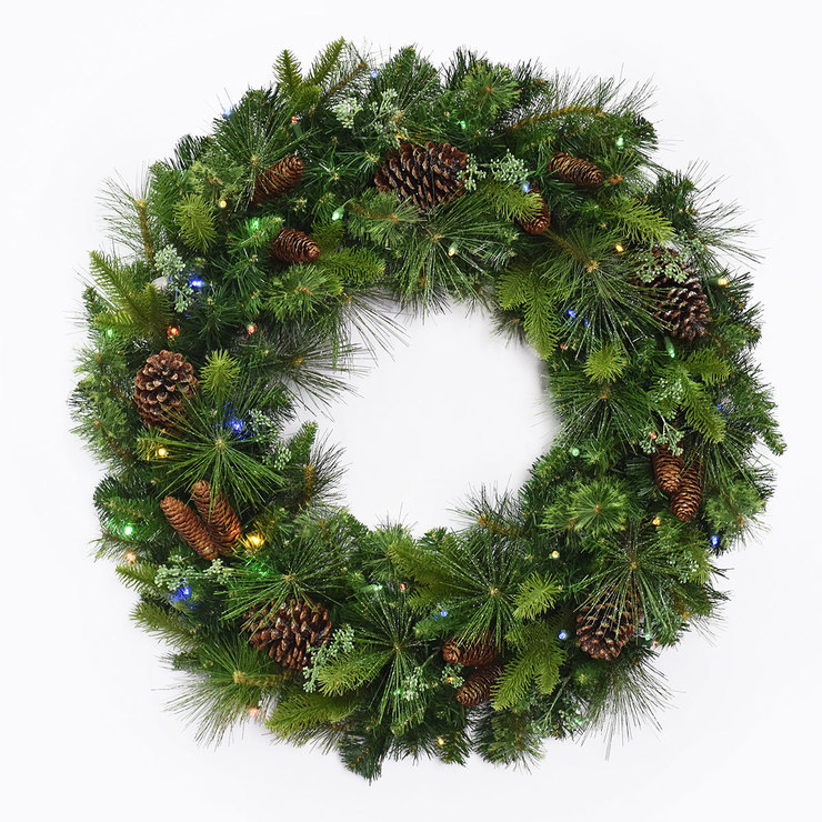 32" (81cm) Artificial Mixed Greenery Christmas Wreath With 50 LED