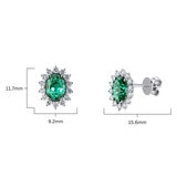 Oval Cut Lab Emerald & 0.53ctw Diamond Earrings, 18ct White Gold