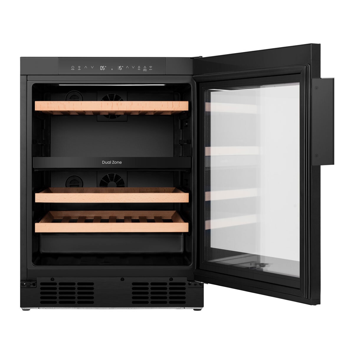 Hisense RW3N122GSLF, 46 Bottle Freestanding, Dual Zone Wine Cooler in Black