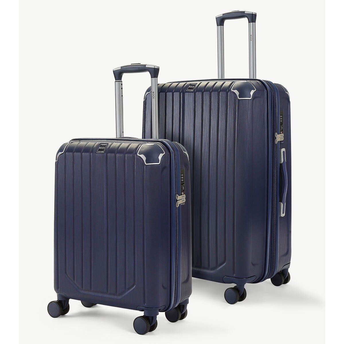 Rock Lupo 2 Piece Hardside Luggage Set In Navy 