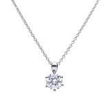 DiamonFire Sterling Silver Six Claw Cubic Zirconia Pendant