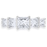 2.00ctw Princess Cut Diamond 5 Stone Ring, 18ct White Gold