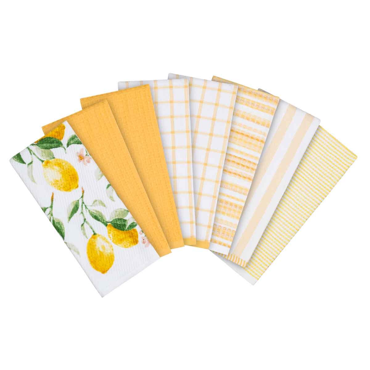 Caro Home 100% Cotton Kitchen Towels 8 Pack in Yellow