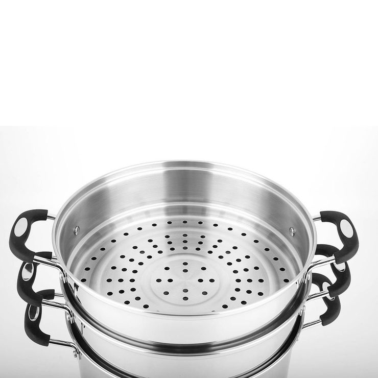 Linkfair Stainless Steel Stockpot with 2 Steamers, 16.1L | Costco UK