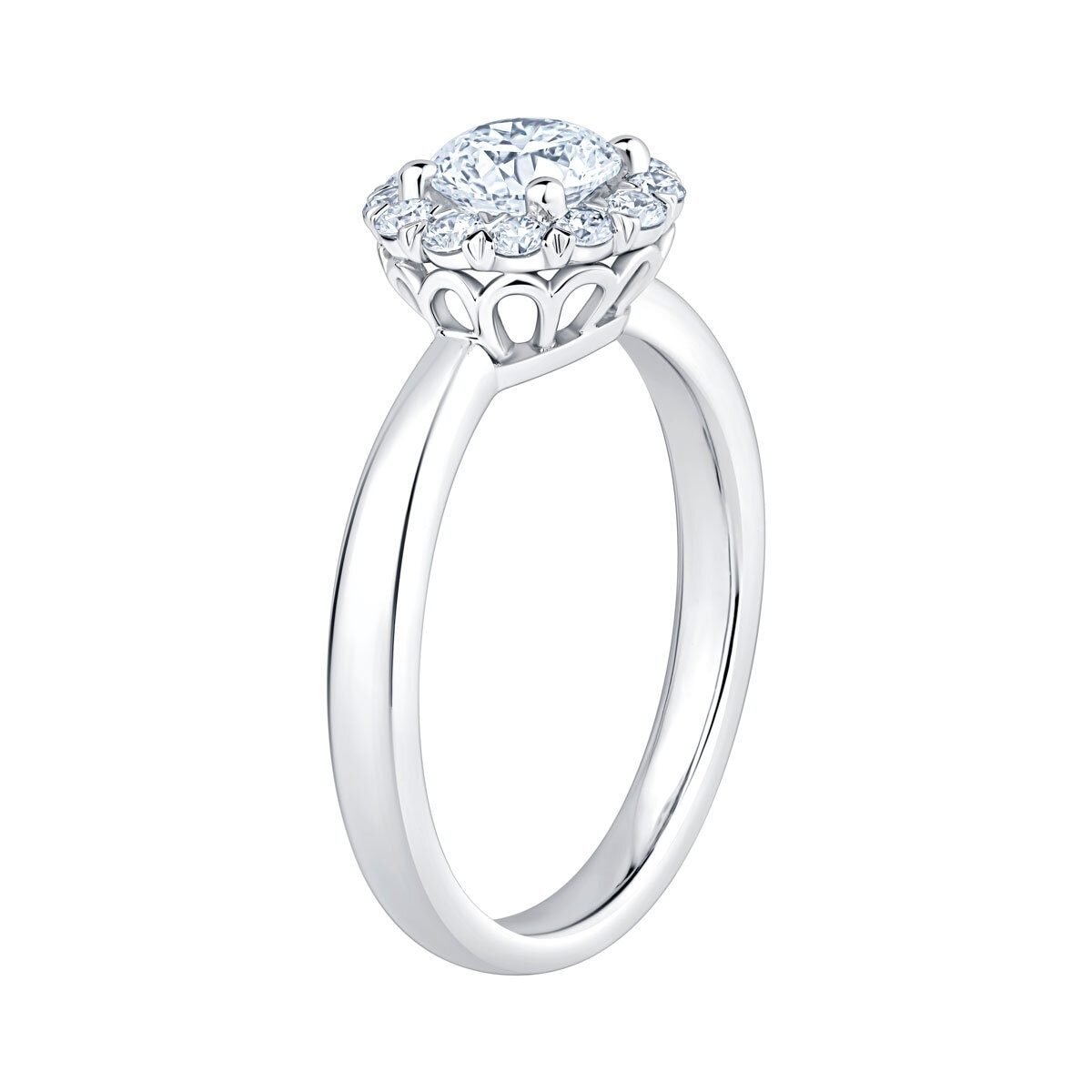 1.00ctw Round Brilliant Cut Diamond Halo Ring, Platinum