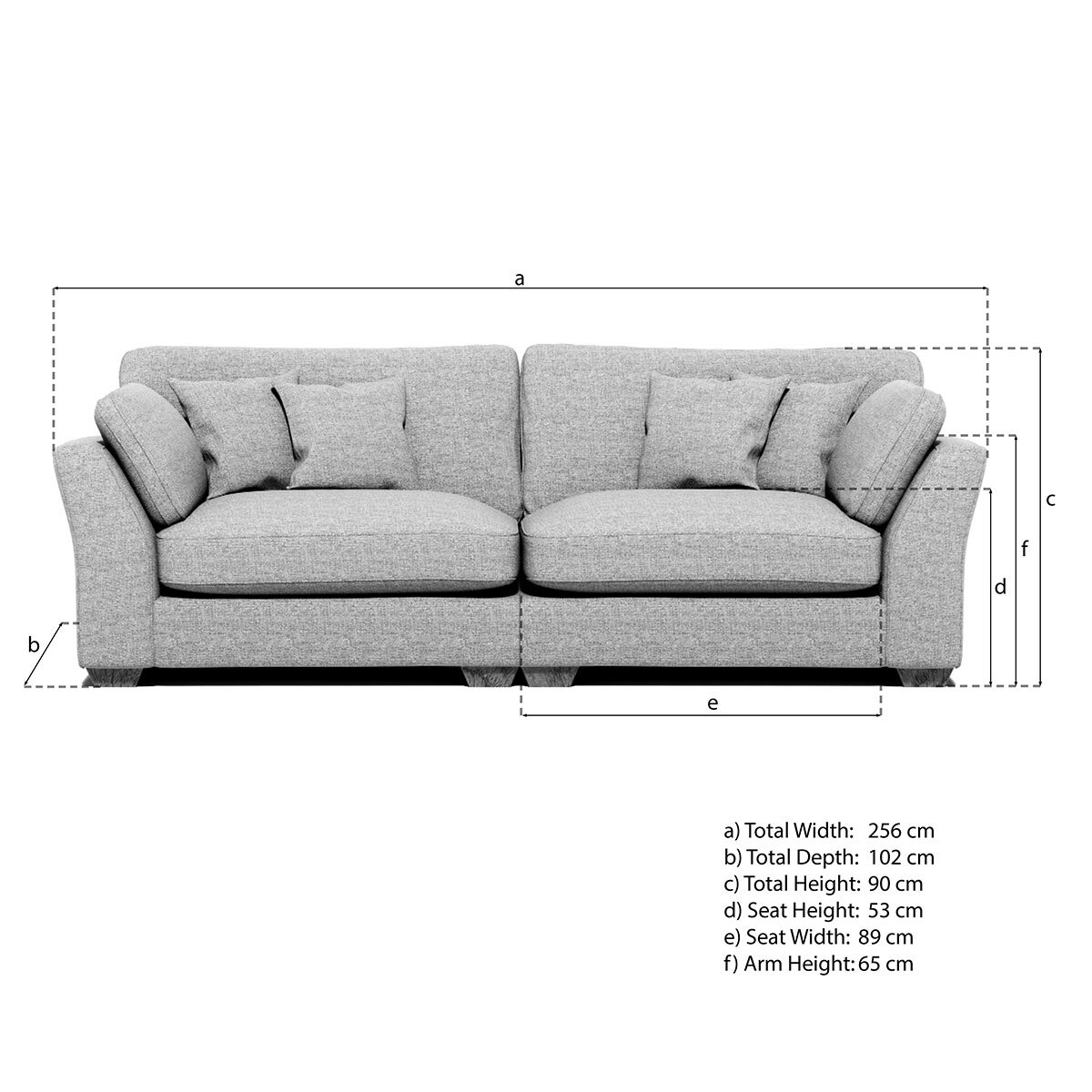 Selsey Grey Fabric 4 Seater Split Sofa