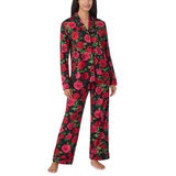 Room Service Ladies Notch Collar PJ Set, 2 Piece in Roses