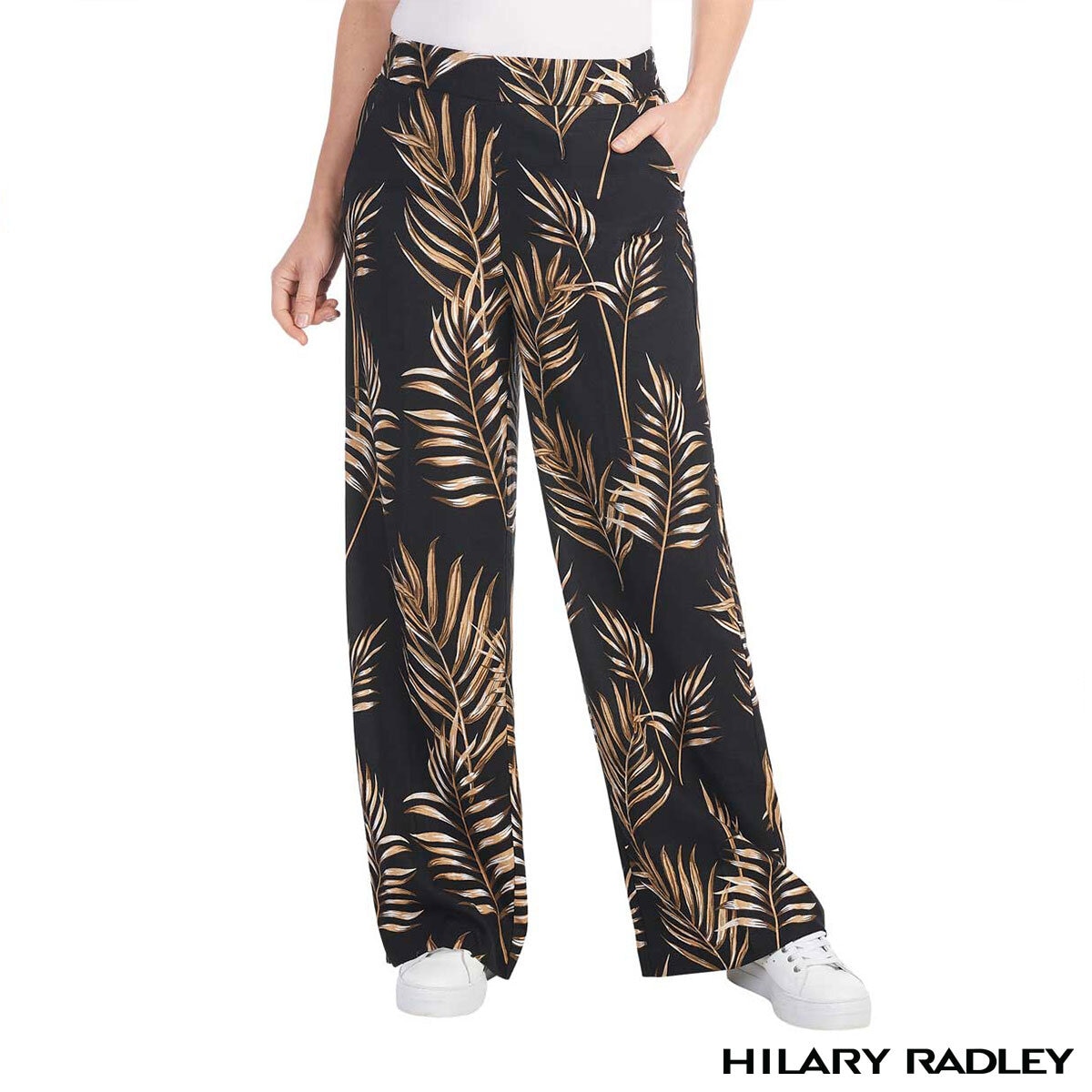 Hilary Radley Wide Leg Pant in Beige & Black