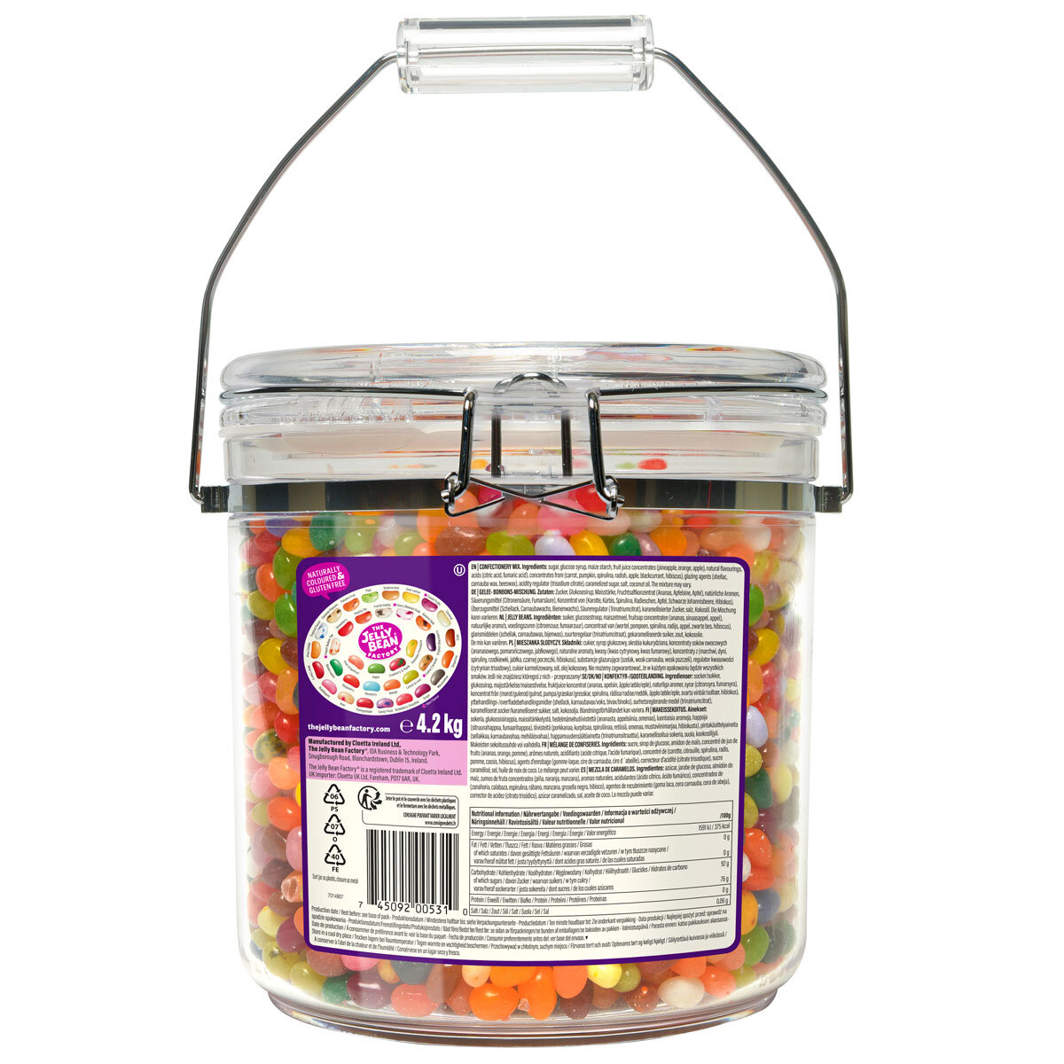 The Jelly Bean Factory Gourmet Sweet Candy 36 Huge Flavours Mix Tub Pack  1.4kg