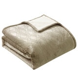 Etched Sherpa Velvet Blanket in Taupe