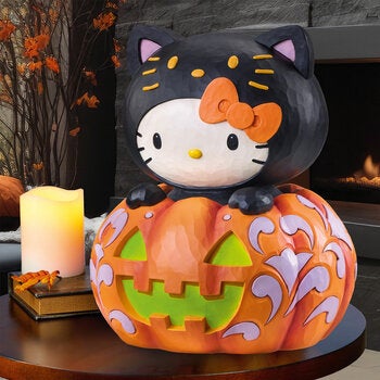 Halloween Hello Kitty Glow-In-The-Dark Jack-O'-Lantern Statue By Jim Shore Halloween Hello Kitty Glow-In-The-Dark Jack-O'-Lantern Statue By Jim Shore