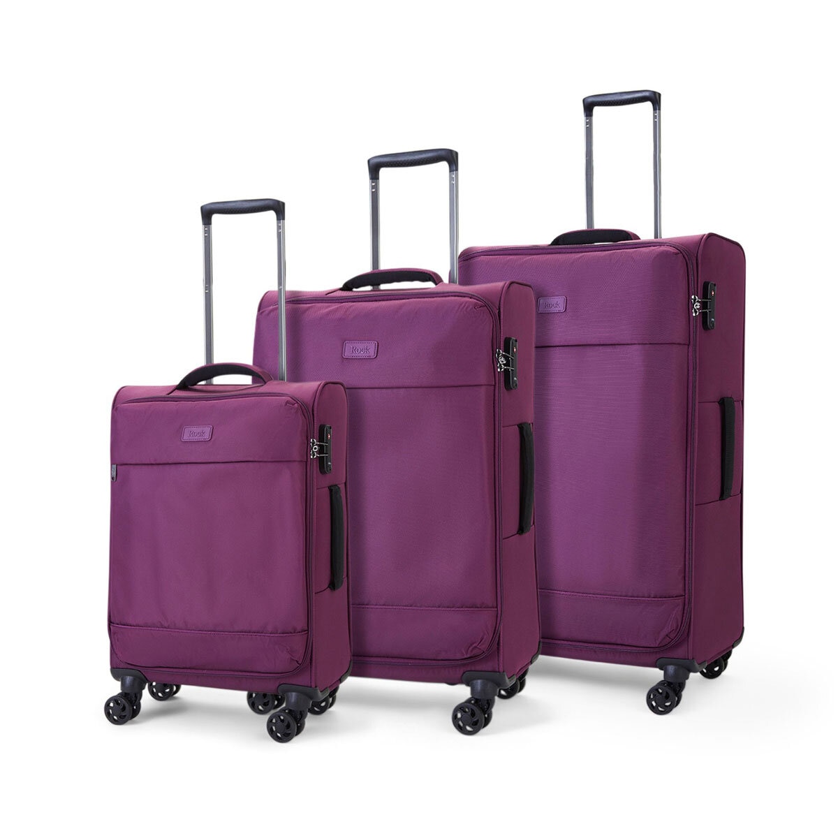 Rock Paris 3 Piece Softside Luggage Set in Purple