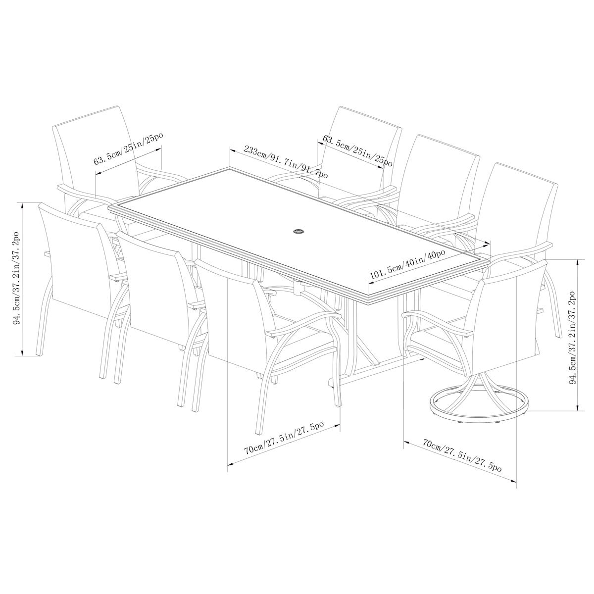 SunVilla Indigo 9 Piece Woven Dining Patio Set Cover Costco UK