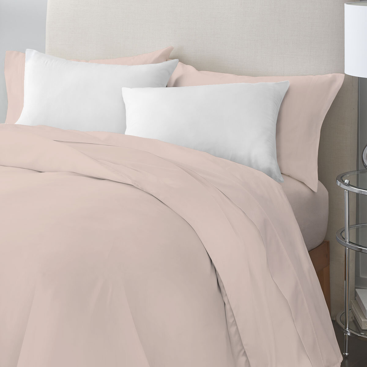 Purity Home 400 Thread Count Cotton 3 Piece Blush Bed Set, King Size