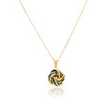 14ct Yellow Gold Navy Enamel Love Knot Necklace