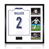 Kyle Walker Signed England Framed Shirt, including 3 Photos