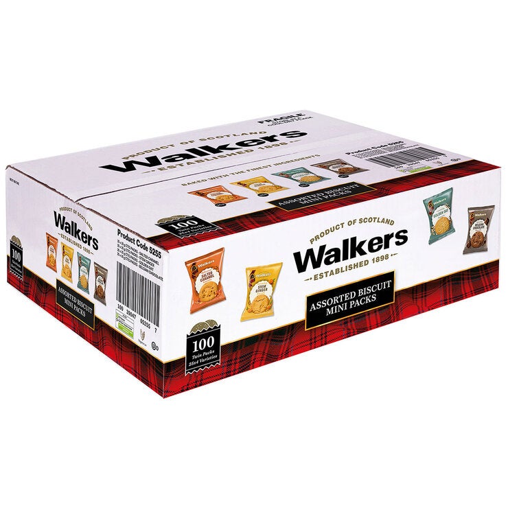 Walkers Assorted Biscuit Mini Pack, 100 x 25g Walkers Assorted Biscuit Mini Pack, 100 x 25g