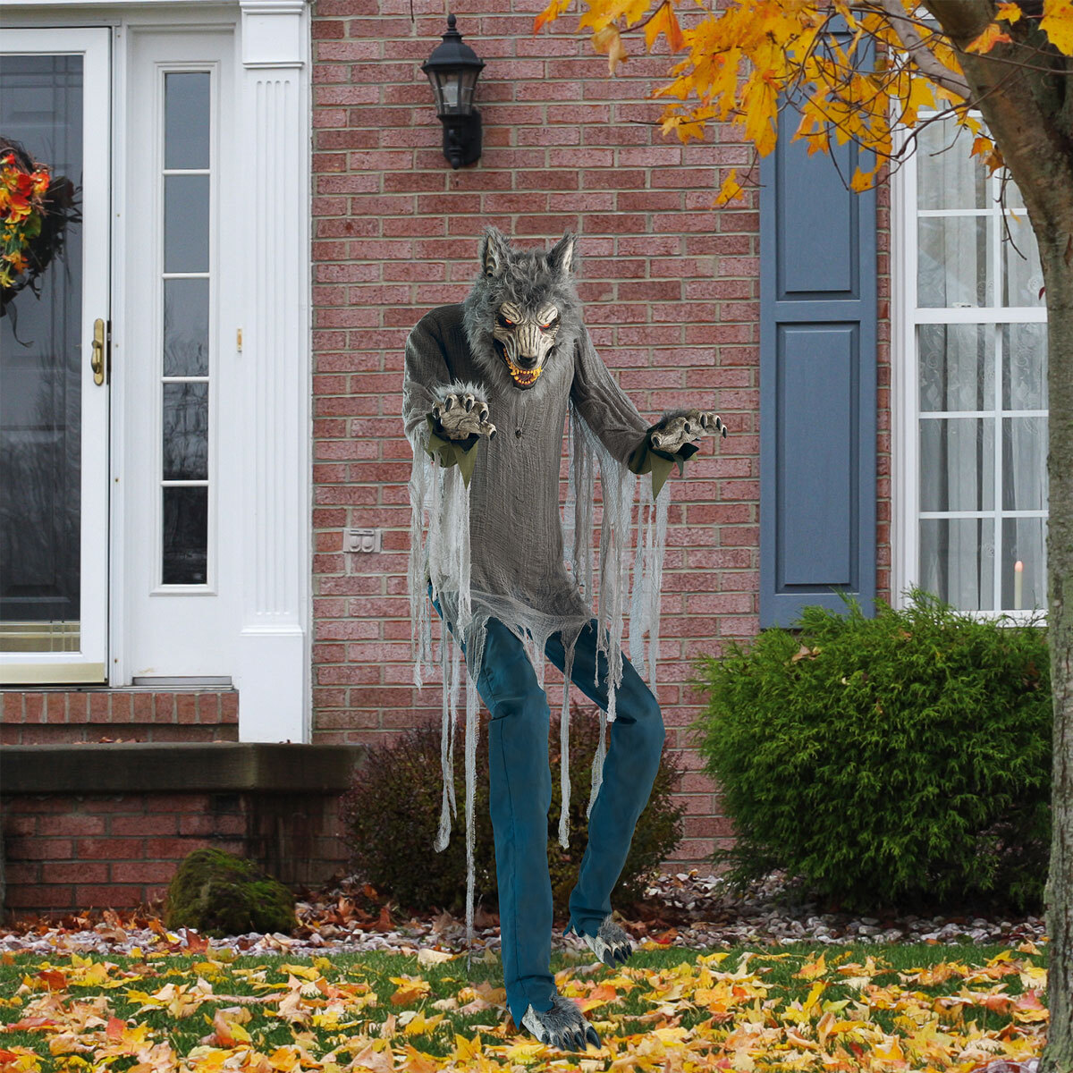 Halloween 7ft (213.3cm) Animated Towering Werewolf With LED Lights and