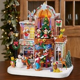 1.25ft (38cm) Disney Animated Holiday Toy Shop with Lights and Music