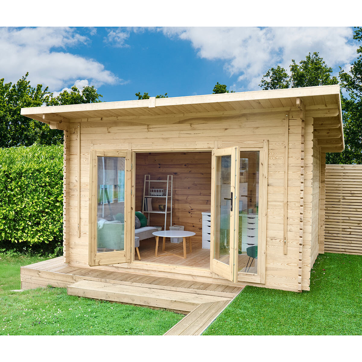 Delivered Forest Garden Melbury 45mm Log Cabin 13ft 1" x 9ft 8" (4 x 3 m)