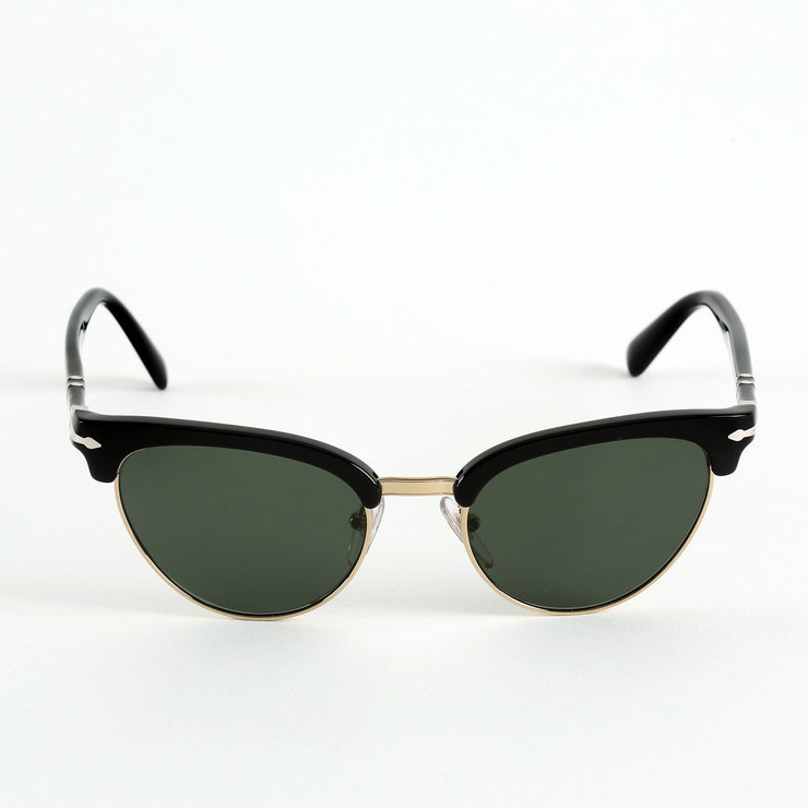 Persol Black and Gold Sunglasses with Green Lenses, PO3198/S 95/31 ...