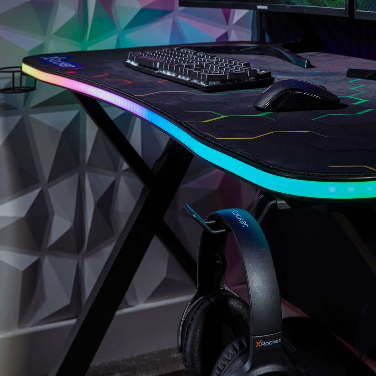 X Rocker Pulsar Max RGB Gaming Desk with LED Lights