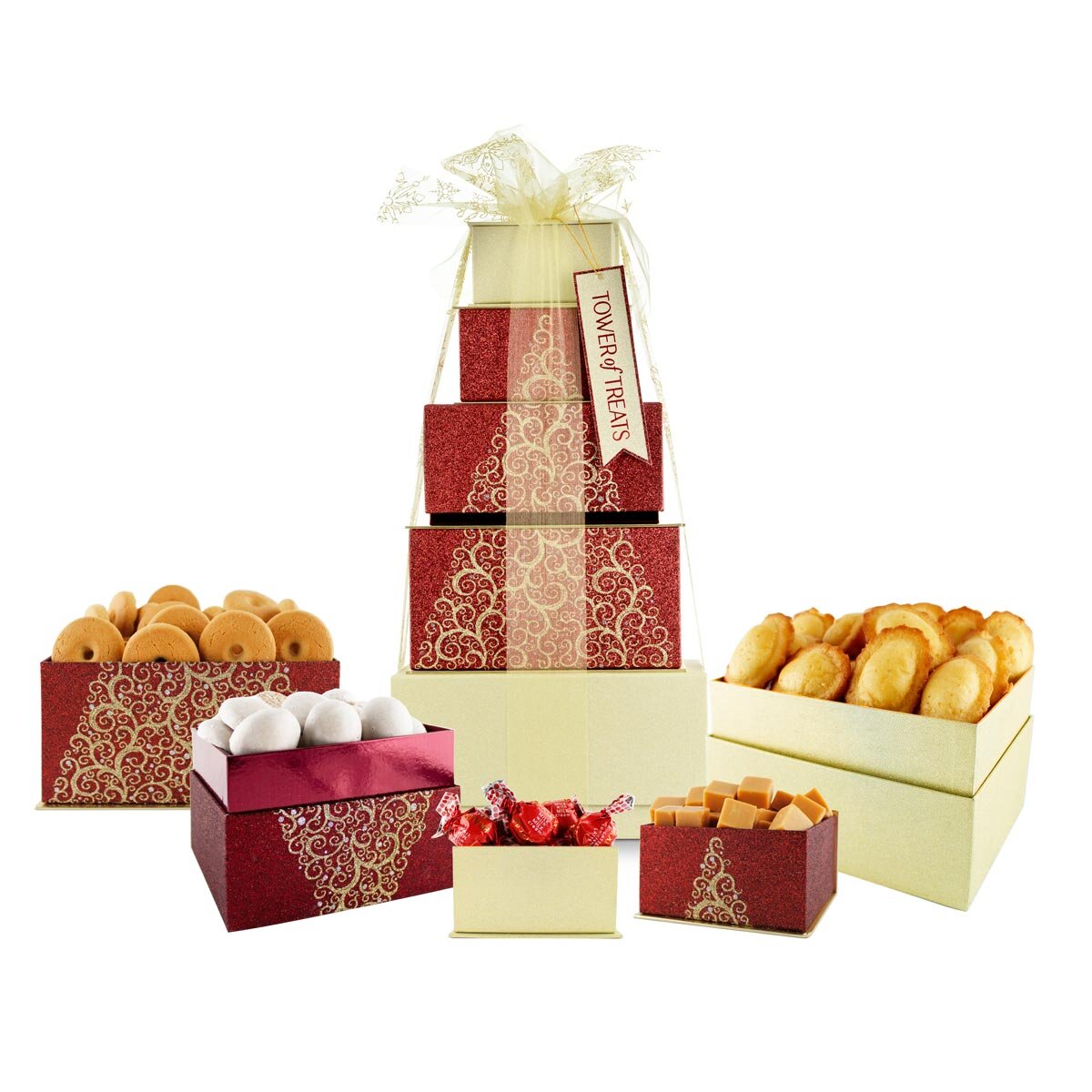 Festive Tower of Treats in Gold Design, 2.2kg