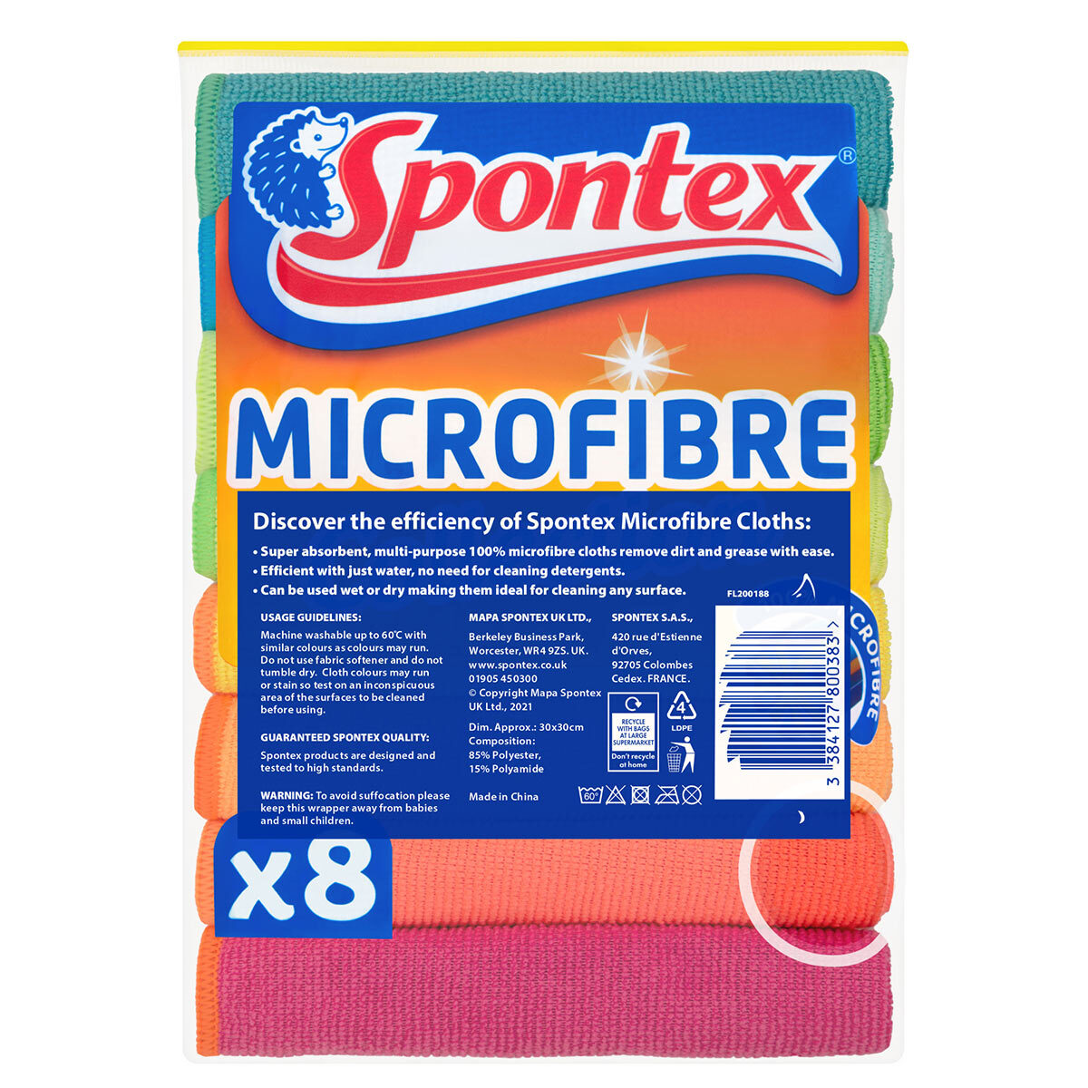 SPONTEX MICROFIBRE CLOTHS 4 PK